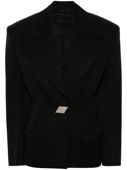 Single-Breasted Maxi-Shoulders Blazer