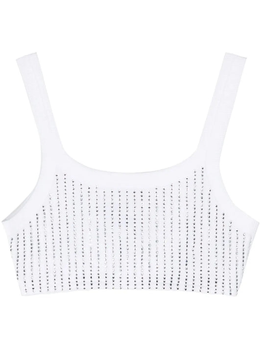 Rhinestoned Cotton Crop Top