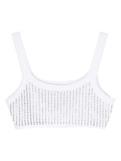 Rhinestoned Cotton Crop Top