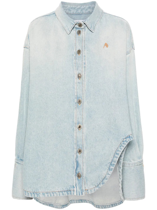 Spread-Collar Denim Coat