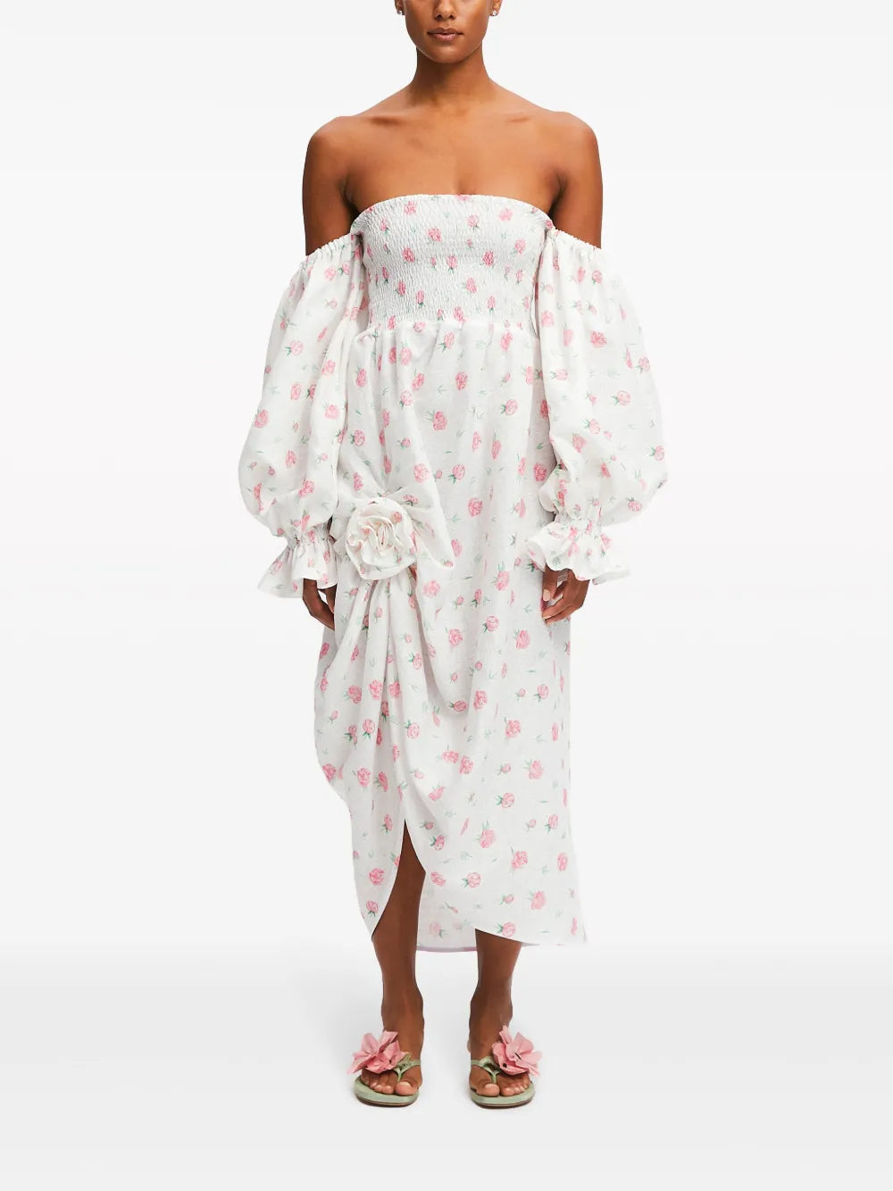 Atlanta Rose-Print Linen Dress