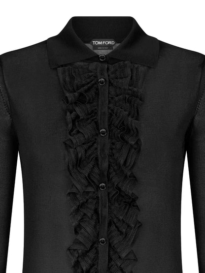 Ruffle-Panel Long-Sleeve Shirt