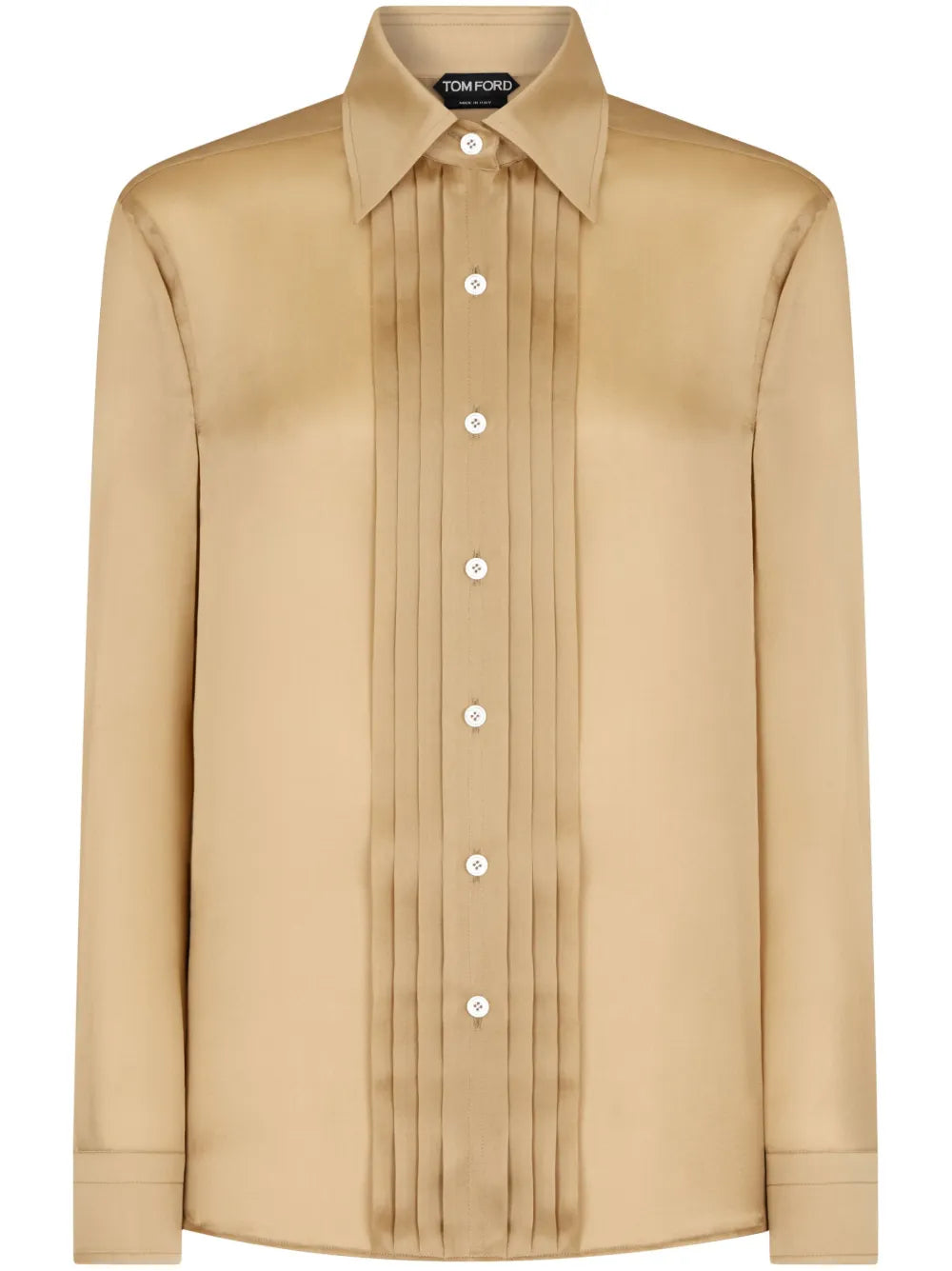 Plisse-Panel Silk Shirt