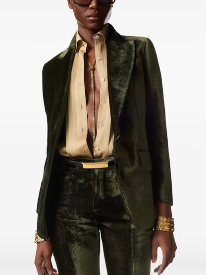 Plisse-Panel Silk Shirt