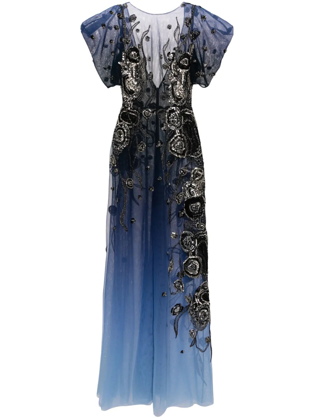Gradient-Effect Beaded Tulle Jumpsuit