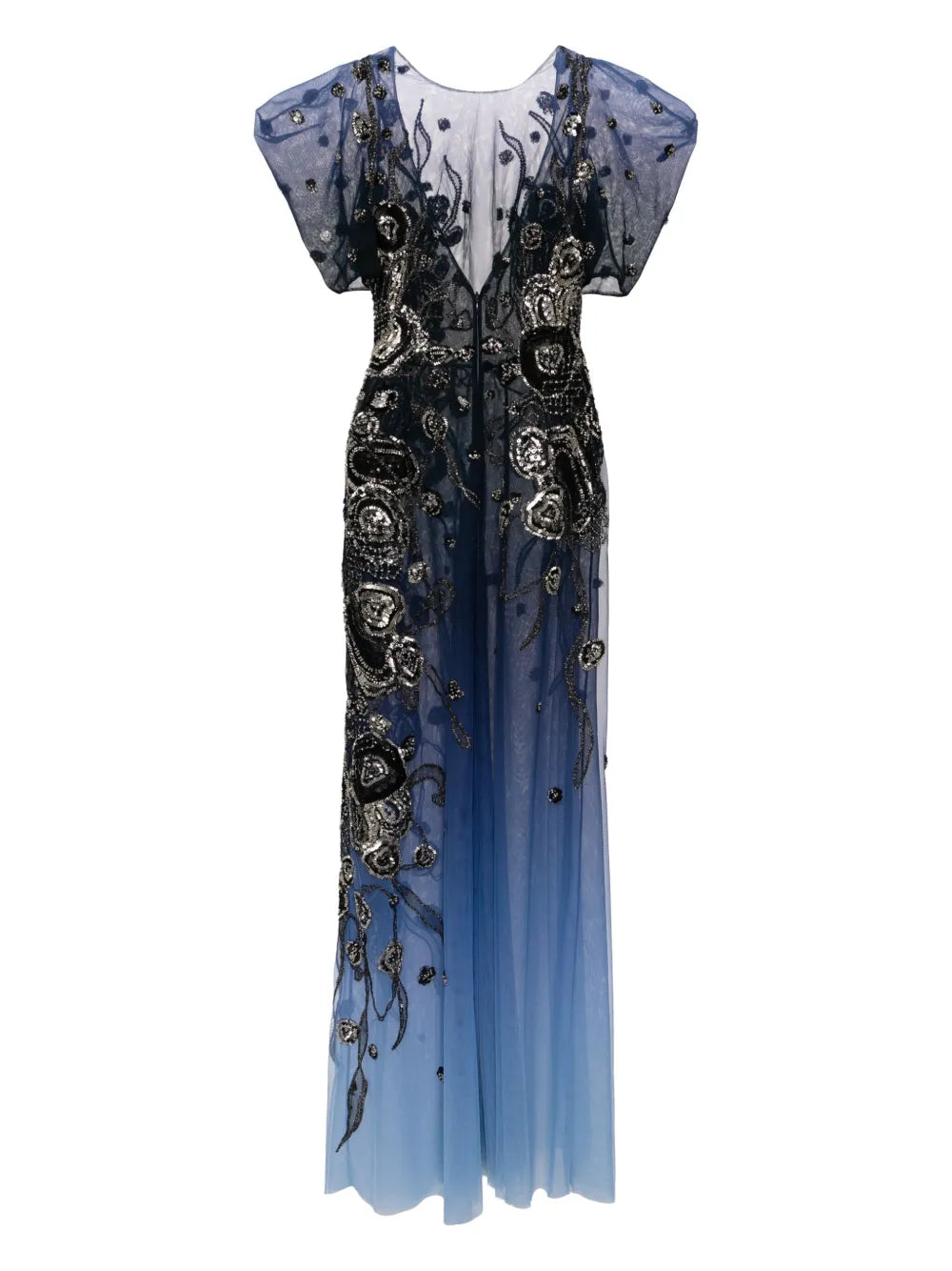 Gradient-Effect Beaded Tulle Jumpsuit