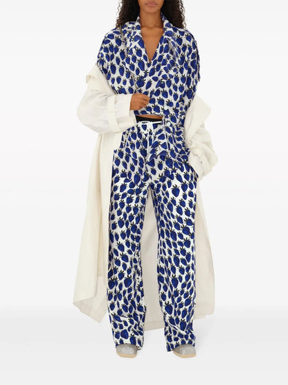 Strawberry-Print Straight Trousers