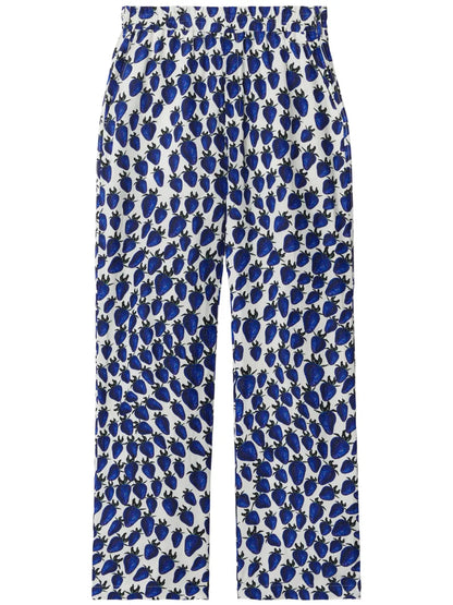 Strawberry-Print Straight Trousers