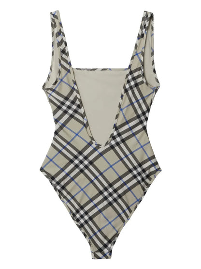 Vintage Check-Print Swimsuit