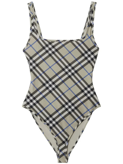 Vintage Check-Print Swimsuit