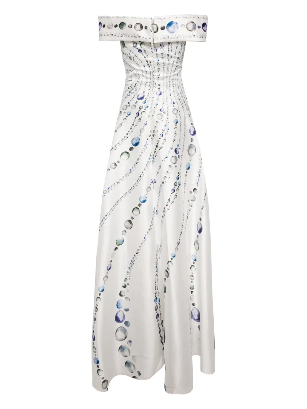 Graphic-Print Mikado Gown
