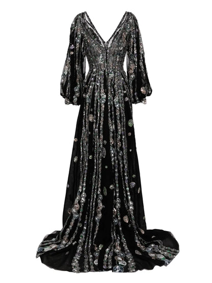 Beaded Tulle Gown