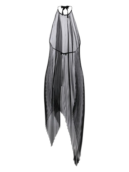 Asymmetric Pleated Midi Dress