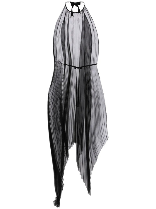 Asymmetric Pleated Midi Dress