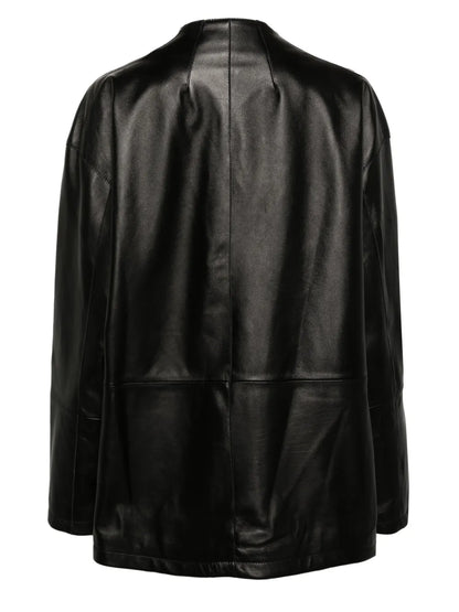 Drop-Shoulder Leather Jacket