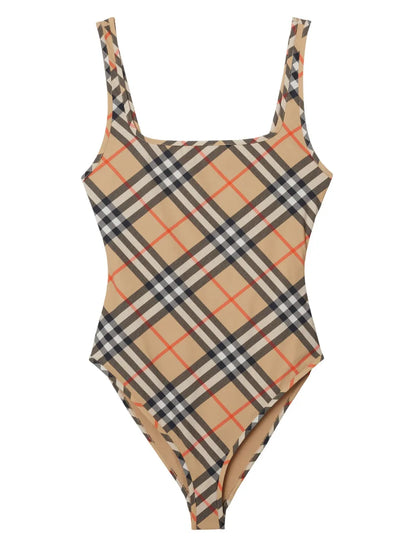 Check-Pattern Swimsuit