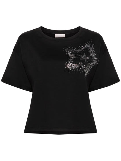 Rhinestone-Embellished Cotton T-Shirt