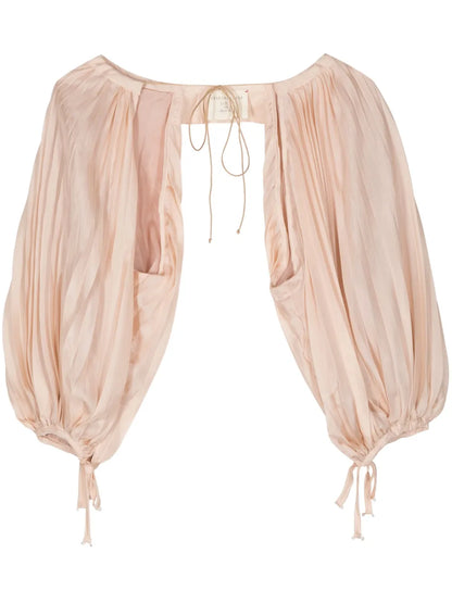Faux-Pearl Detail Puff-Sleeve Bolero