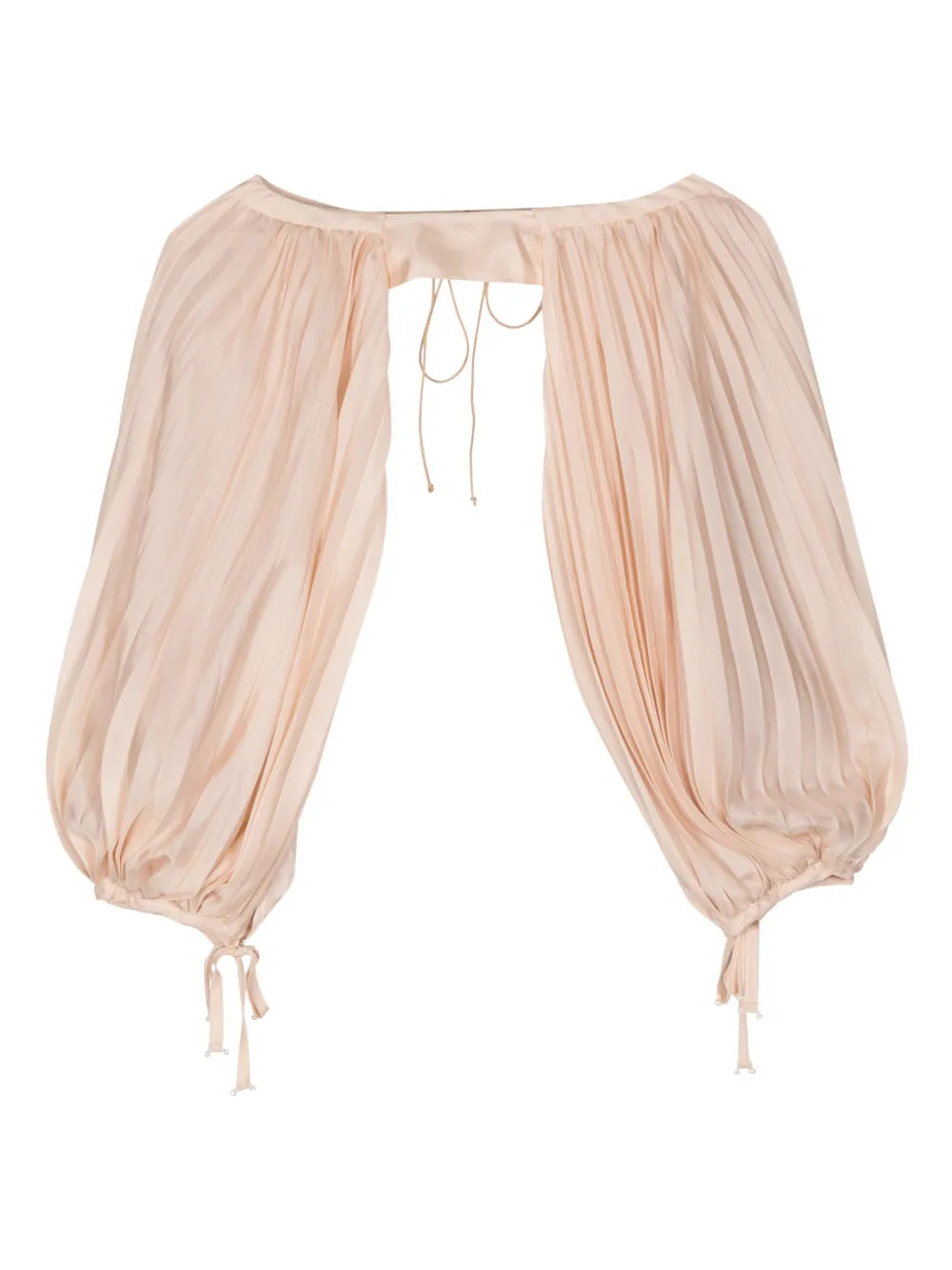 Faux-Pearl Detail Puff-Sleeve Bolero