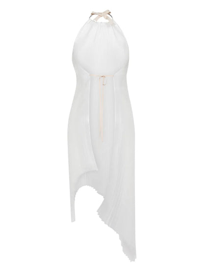 Asymmetric Pleated Midi Dress