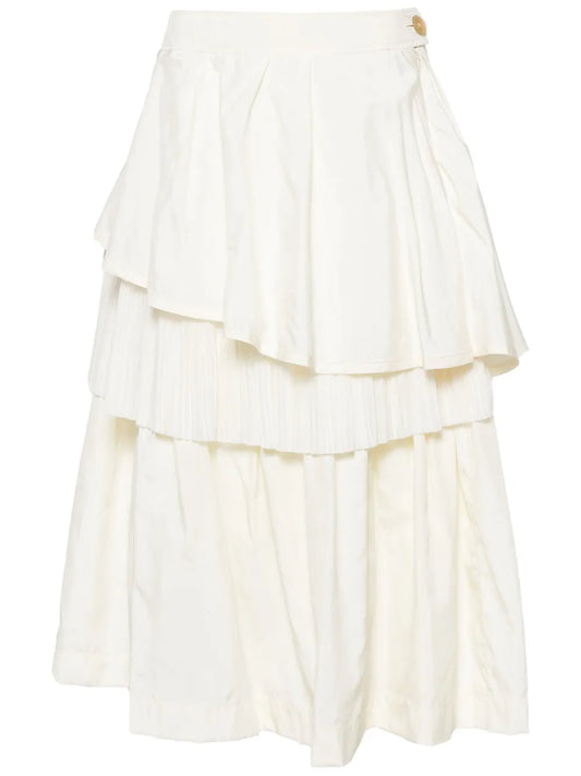 Tulle-Overlay Ruffled Skirt