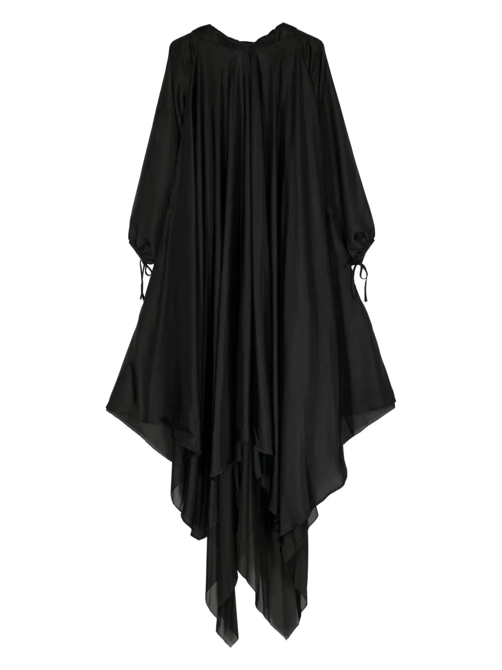 Puff-Sleeve Asymmetric Silk Dress