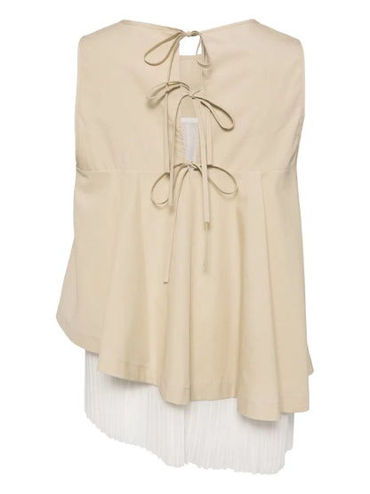 Sleeveless Tiered Pleated Top