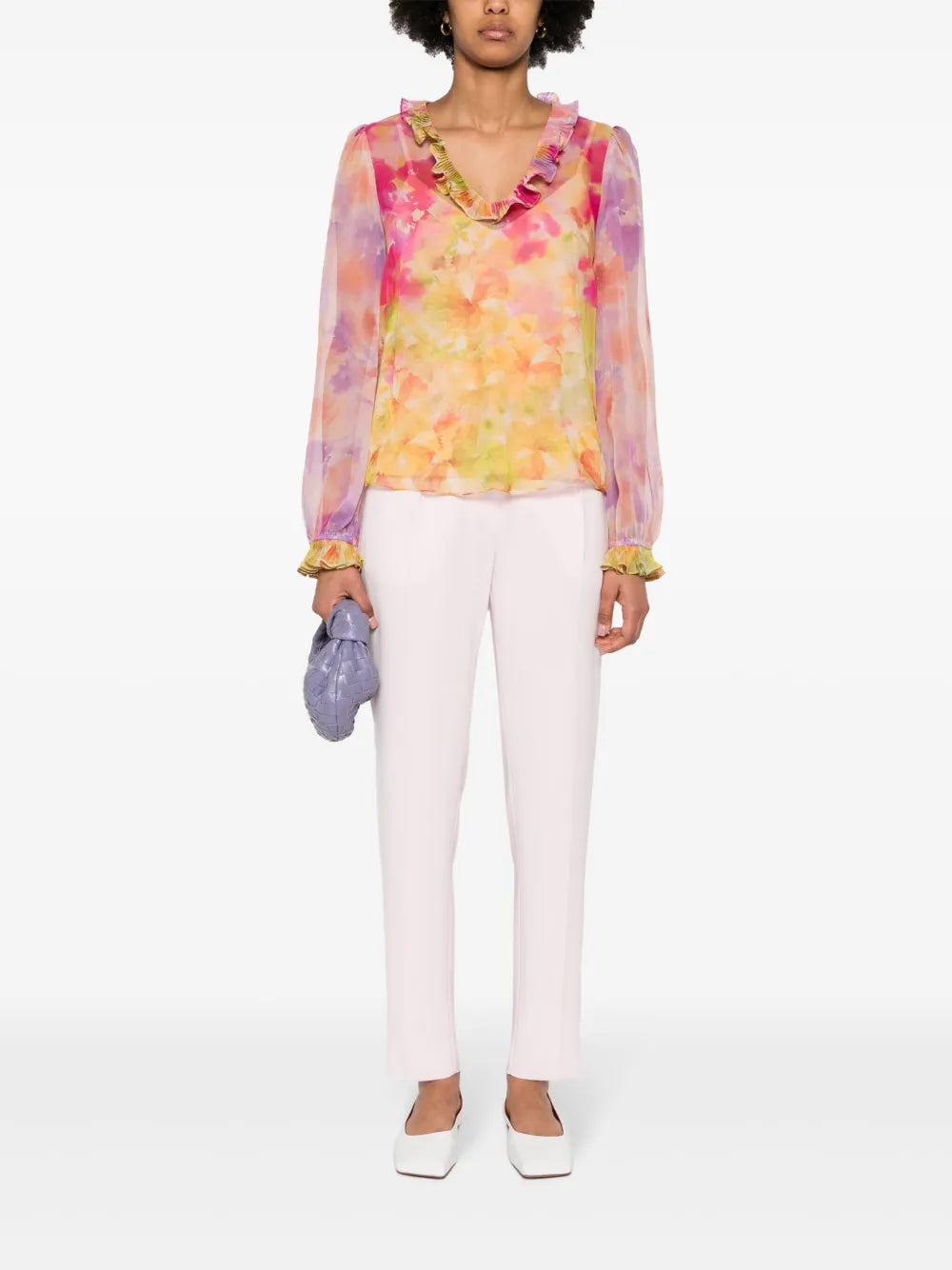 Floral-Print Georgette Blouse