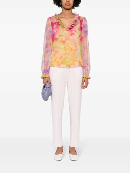 Floral-Print Georgette Blouse