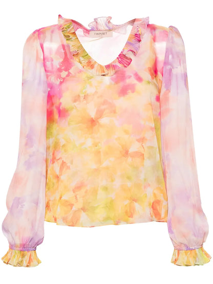 Floral-Print Georgette Blouse