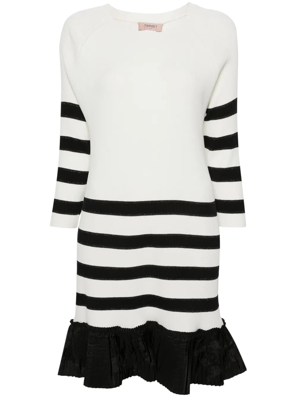 Stripe-Print Flounce-Hem Dress