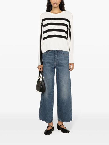 Striped Metallic-Threading Jumper