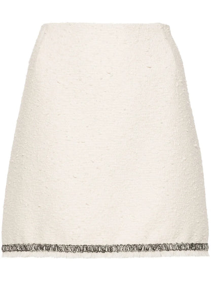 Contrasting-Trim Tweed Miniskirt