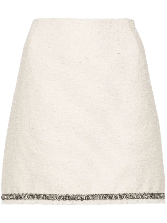 Contrasting-Trim Tweed Miniskirt