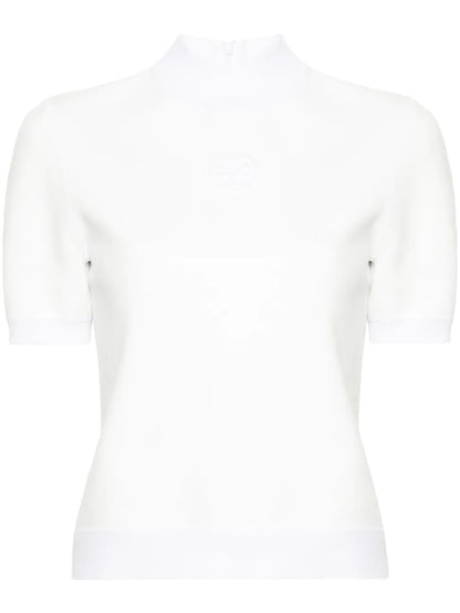 Logo-Embossed Mock-Neck T-Shirt