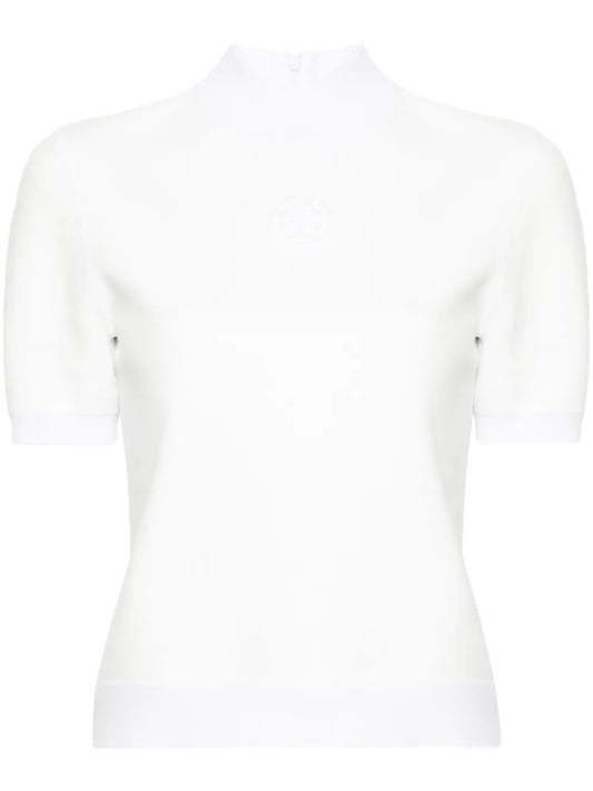 Logo-Embossed Mock-Neck T-Shirt