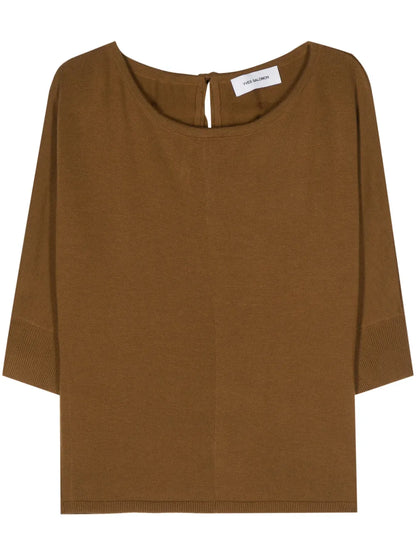 Tie-Fastening Wool Knitted Top