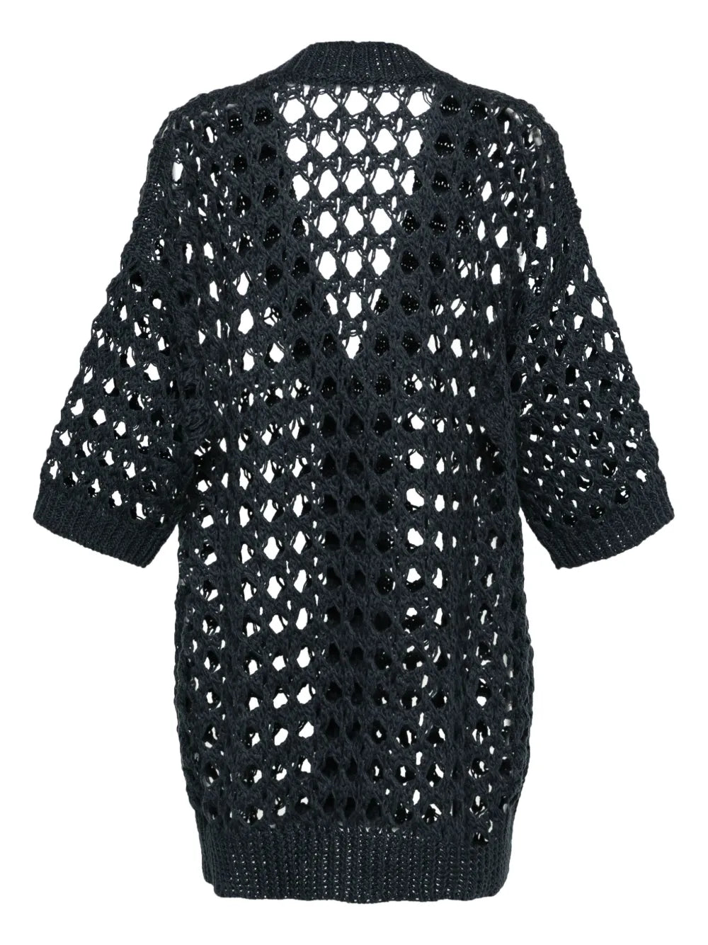 Open-Knit Midi Cardi-Coat