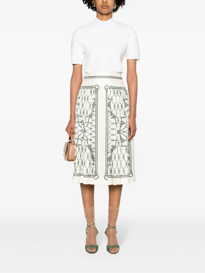 Graphic-Print Midi Skirt