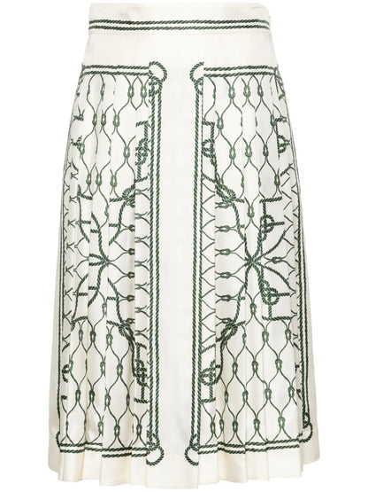 Graphic-Print Midi Skirt