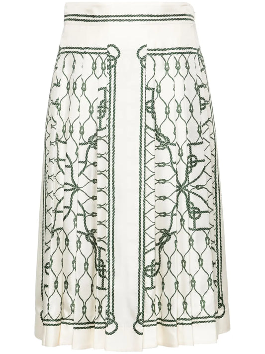 Graphic-Print Midi Skirt