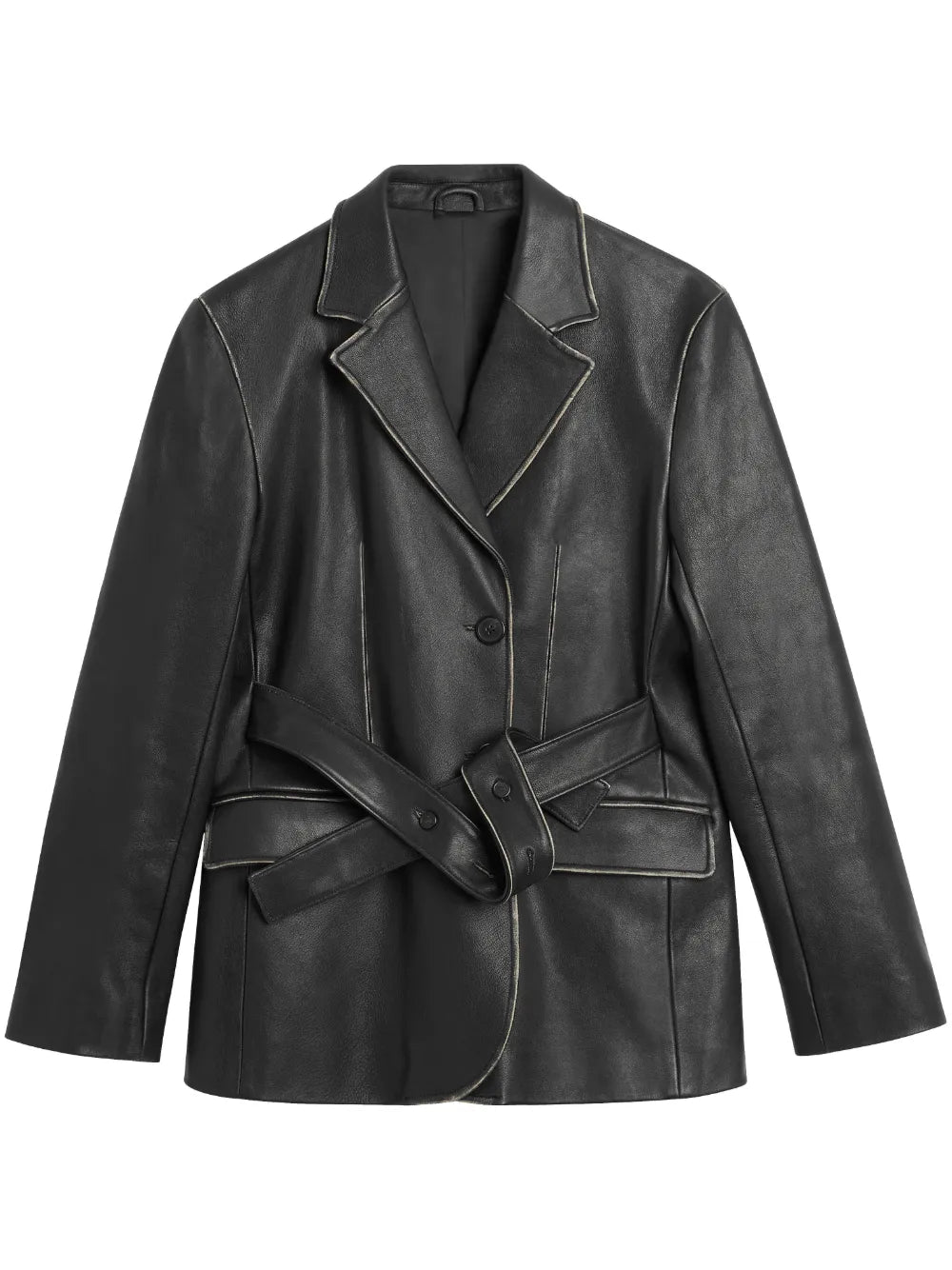 Attic Belted Leather Blazer