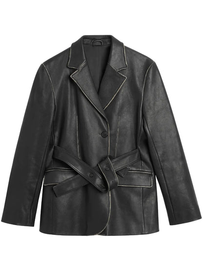 Attic Belted Leather Blazer