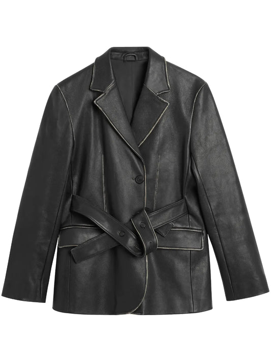 Attic Belted Leather Blazer