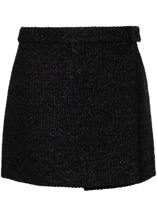 Wrap Tweed Miniskirt