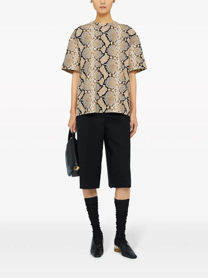 Snakeskin-Print Cotton T-Shirt