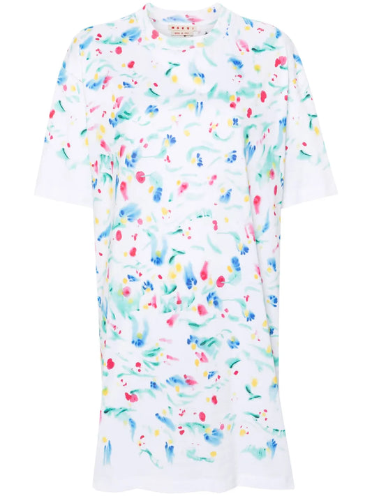 Abstract-Print Cotton T-Shirt Dress