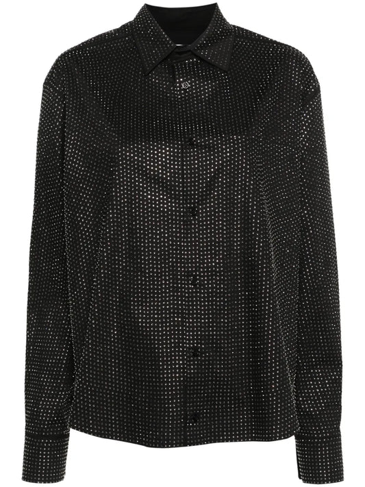 Rhinestone-Embellished Poplin Shirt
