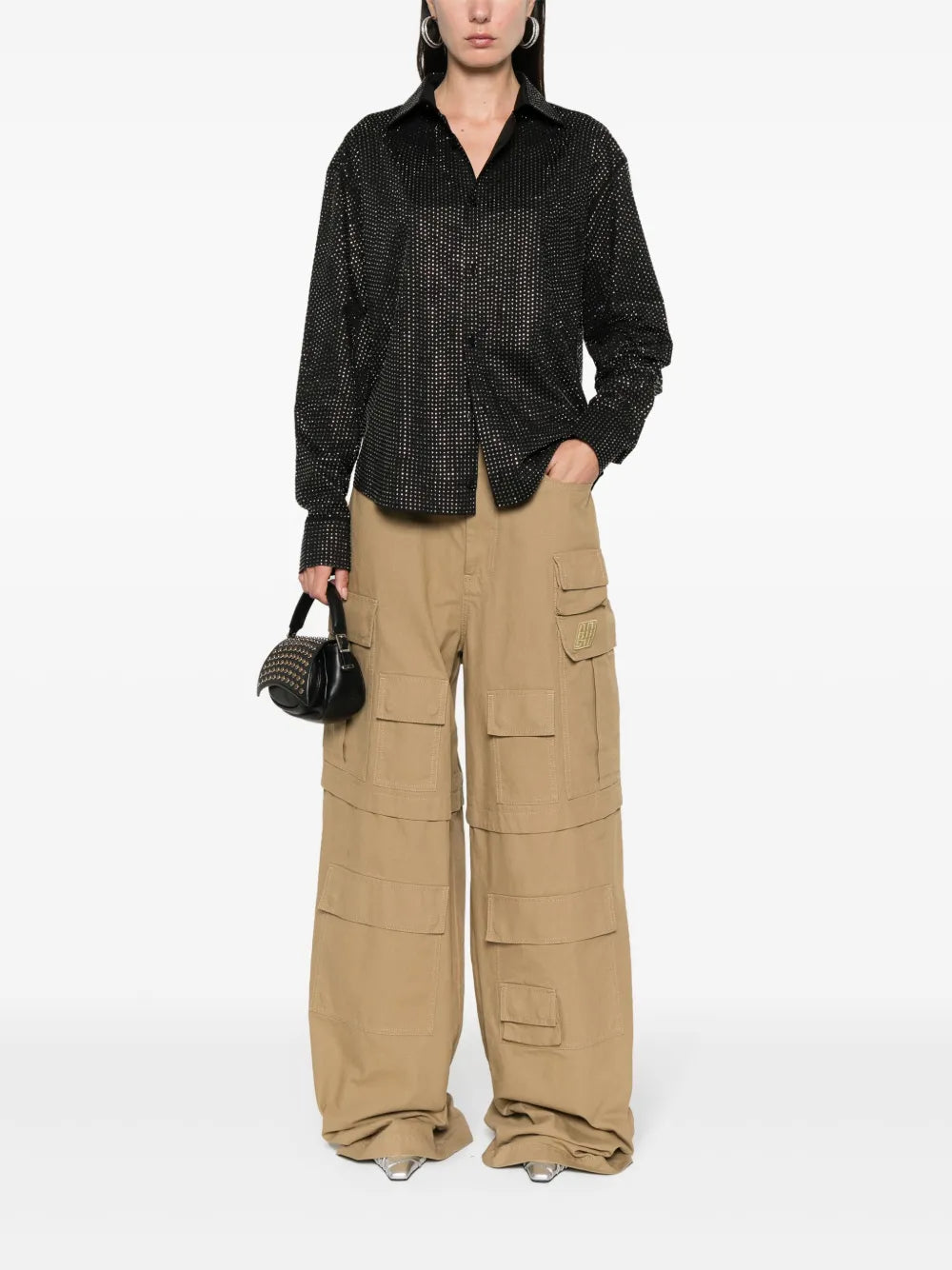 Rhinestone-Embellished Poplin Shirt