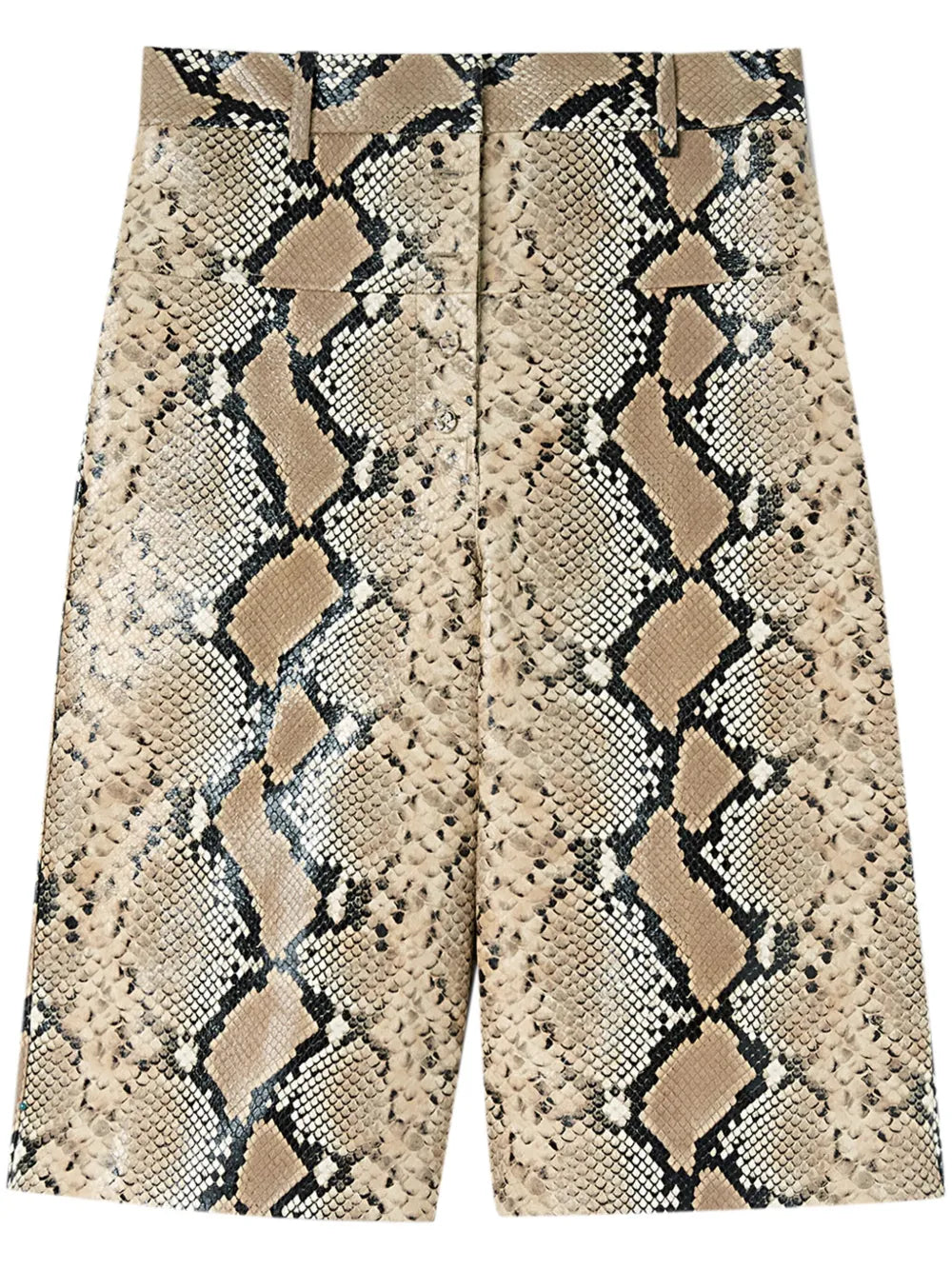 Python-Effect Leather Bermuda Shorts